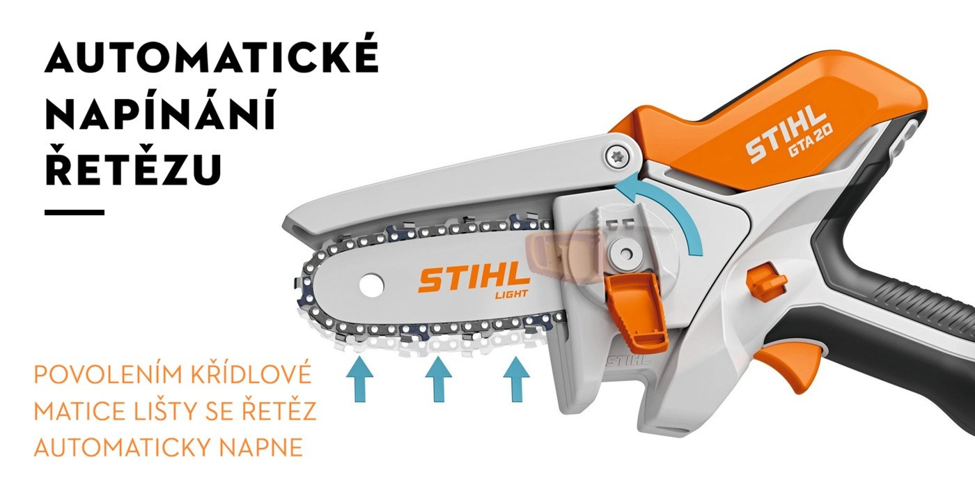STIHL GTA 20 - automatické napnutí řetězu