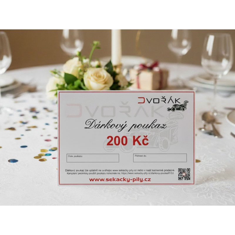 dárkový poukaz v hodnotě 200 Kč